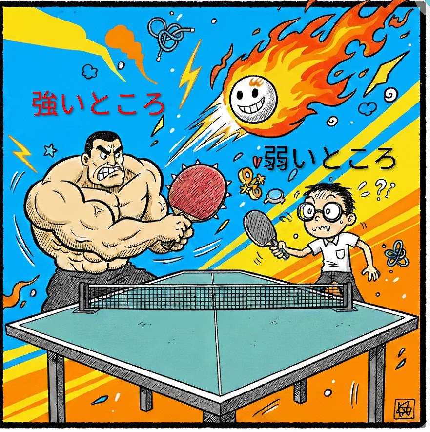 写真：卓球試合の前の観察！！